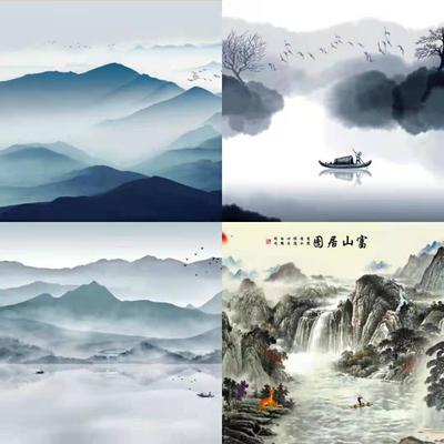 艺术山水画玻璃