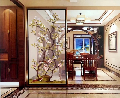 山水画夹胶玻璃